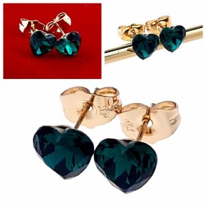 1771 Kolczyki złote Austrian Crystal cyrkonia pozłacane 18k Xuping wtyczki serce