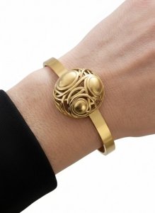 767 Bransoletka złota 6,5cm stal chirurgiczna bangla 316L 