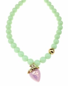 547 Złoty naszyjnik 44+5cm stal chirurgiczna koraliki akrylowe truskawka 