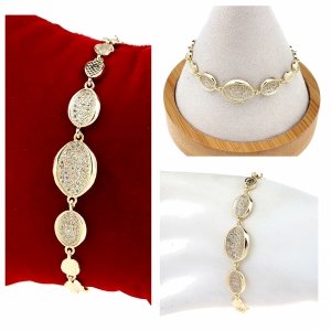 3994 Bransoletka złota elegancka cyrkonie 19cm pozłacana 14k Aisadi