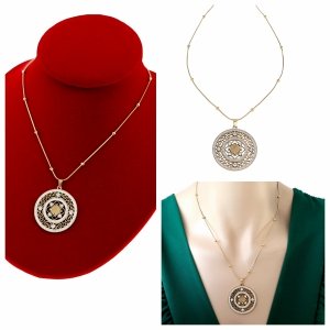 3068 Złoty łańcuszek naszyjnik 43+5 stal chirurgiczna 316L celebrytka Viki lady ażur
