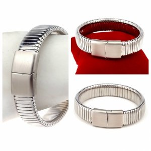 op131 Bransoletka srebrna 6,5cm stal chirurgiczna bangla 316L rozciągliwa