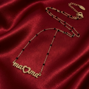 2036 Złoty łańcuszek 45+5cm naszyjnik stal chirurgiczna nierdzewna 316L mama 