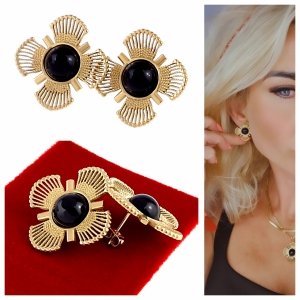 2322h Kolczyki złote stal chirurgiczna 316L wtyczki kwiat