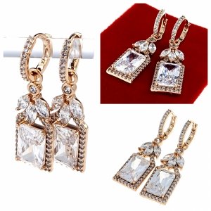 318 Kolczyki złote cyrkonia pozłacane 18k Xuping wiszące