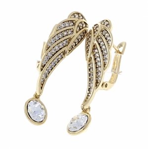 1256 Kolczyki złote pozłacane wiszące 14K cyrkonie Austrian Crystal
