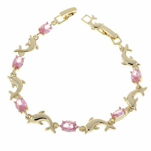 4153 Bransoletka elegancka złota 17+2cm pozłacana 14k cyrkonie