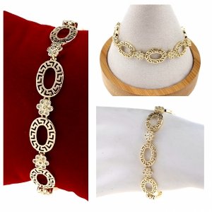 3207 Bransoletka elegancka złota 17+2cm pozłacana 14k wzór grecki