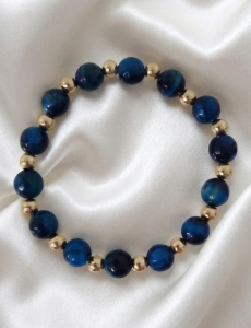 1745g Bransoletka kamień naturalny tygrysie oko na gumce jubilerskiej