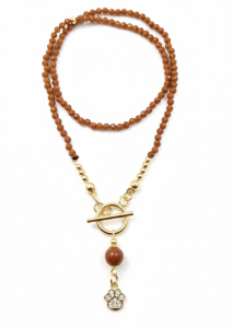 1927k Naszyjnik piasek pustyni kamień naturalny 45cm stal chirurgiczna nierdzewna naszyjnik