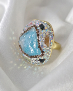 2332g Pierścionek złoty Topaz pozłacany 14k kamień naturalny regulowany