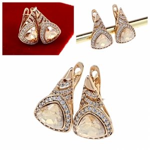 1376c Kolczyki złote Austrian Crystal cyrkonia pozłacane 18k Xuping wiszące 