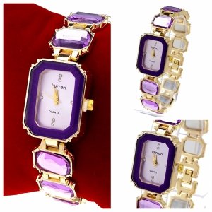 op188 Ekskluzywny damski złoty zegarek błyszczący cyrkonie Kurren klasyk