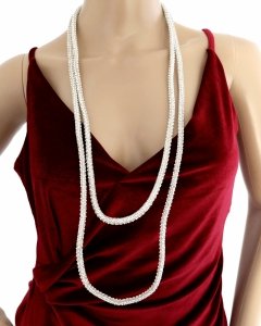 n91 Błyszczący łańcuszek celebrytka 100+5cm naszyjnik kryształki imprezowy