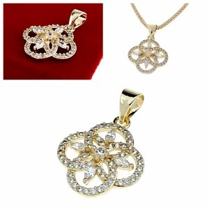 224h Złota zawieszka błyszcząca pozłacana 14k cyrkonie