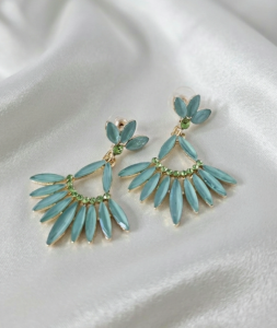 693 Kolczyki złote pozłacane wiszące 14K cyrkonie 