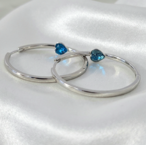 3396 Kolczyki srebrne pozłacane białym złotem wiszące koła 3,5cm Austrian Crystal