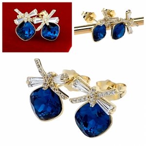 2347c Kolczyki złote pozłacane wtyczki 14K Xuping Austrian Crystal 