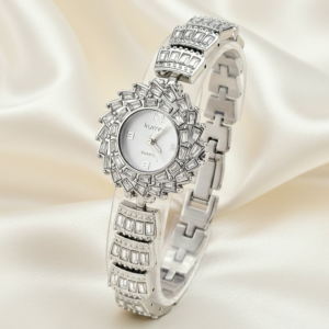 975 Ekskluzywny damski srebrny zegarek Kurren klasyk cyrkonie