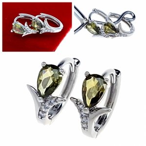1758 Srebrne kolczyki pozłacane białym złotem Xuping wiszące cyrkonie