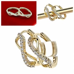 3239 Kolczyki złote pozłacane wiszące 14K Xuping cyrkonie