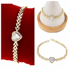 3920 Bransoletka złota elegancka cyrkonie 19cm pozłacana 14k Aisadi