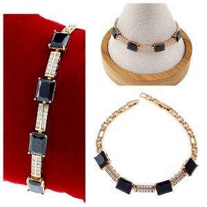 4648 Bransoletka cyrkonie złota 18+2cm pozłacana 18k Xuping