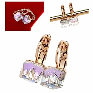 2464 Kolczyki złote Austrian Crystal cyrkonia pozłacane 18k Xuping wiszące 