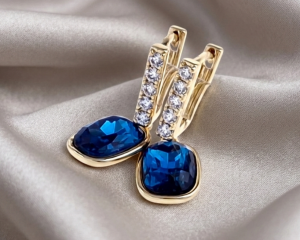 850b Kolczyki złote pozłacane wiszące 14K cyrkonie Austrian Crystal