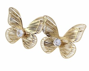 1713 Kolczyki złote stal chirurgiczna 316L wtyczki stal nierdzewna motyl