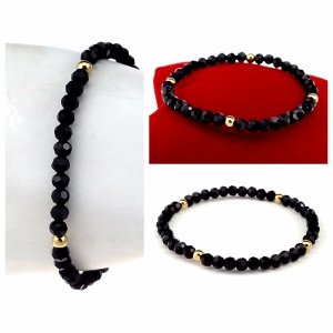 330 Bransoletka złota stal chirurgiczna 316L na gumce kryształki