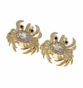 3901 Kolczyki złote pozłacane wiszące 14K krab 