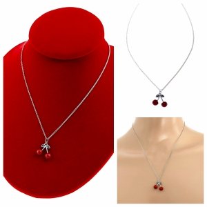 @2060 Srebrny łańcuszek stal chirurgiczna 45+5 celebrytka naszyjnik wiśnie