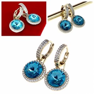 1212a Kolczyki złote pozłacane cyrkonie wiszące 14K Xuping Austrian Crystal