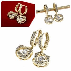 1221 Kolczyki złote pozłacane wiszące 14K Xuping cyrkonie 