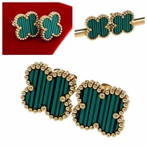 2387 Kolczyki złote stal chirurgiczna 316L celebrytki koniczyna marokańska wtyczki 