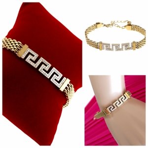 2507c Bransoletka złota 20+5 stal chirurgiczna 316L Viki Lady wzór grecki 