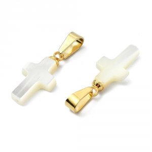 1820e Zawieszka pozłacana 14k krzyż muszla 16,5~17x8x2,5 mm,