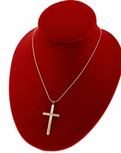032e Złoty łańcuszek 44+5cm naszyjnik stal chirurgiczna nierdzewna krzyż