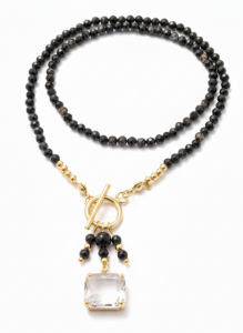 1376 Naszyjnik turmalin kamień naturalny 45cm stal chirurgiczna nierdzewna naszyjnik