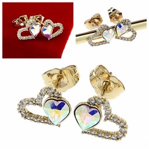 3640 Kolczyki złote pozłacane cyrkonie wtyczki 14K Xuping Austrian Crystal