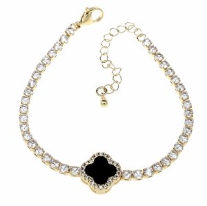 2550 Bransoletka elegancka złota 17+3cm pozłacana 14k koniczyna marokańska