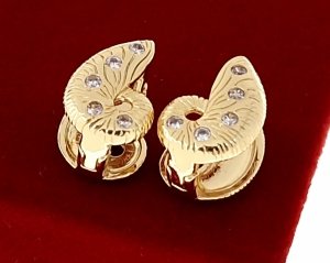 0600 Kolczyki złote pozłacane wiszące 14K muszla