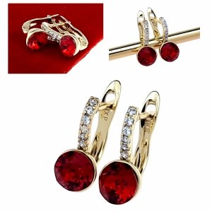 3727i Kolczyki złote Austrian Crystal pozłacane cyrkonie wiszące 14K Xuping 