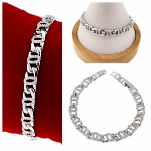 4258 Bransoletka srebrna pozłacana białym złotem 17+2,5cm Xuping 