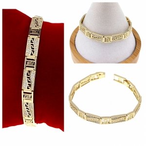 4471 Bransoletka złota elegancka cyrkonie 18,5cm pozłacana 14k Aisadi