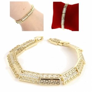 544a Bransoletka złota elegancka 19cm cyrkonie pozłacana 14k Viki Lady 