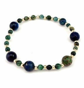 486a Bransoletka kamień naturalny, mix kamieni na gumce jubilerskiej