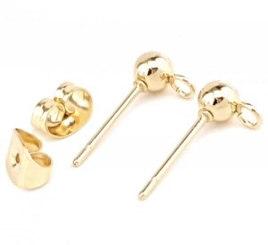 803 20x Złoty sztyft do kolczyków + zatyczki stal chirurgiczna 10 par sztyfty bigle