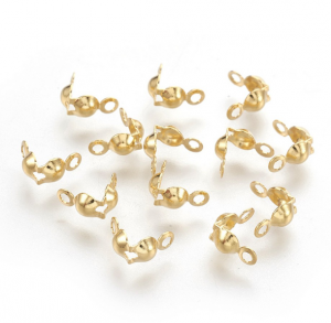 001a 10x Końcówki koralików ze stali nierdzewnej, końcówki kalotki, osłona węzła muszlowego, 8 x 4 mm, otwór: 1,2 mm, średnica wewnętrzna: 3 mm